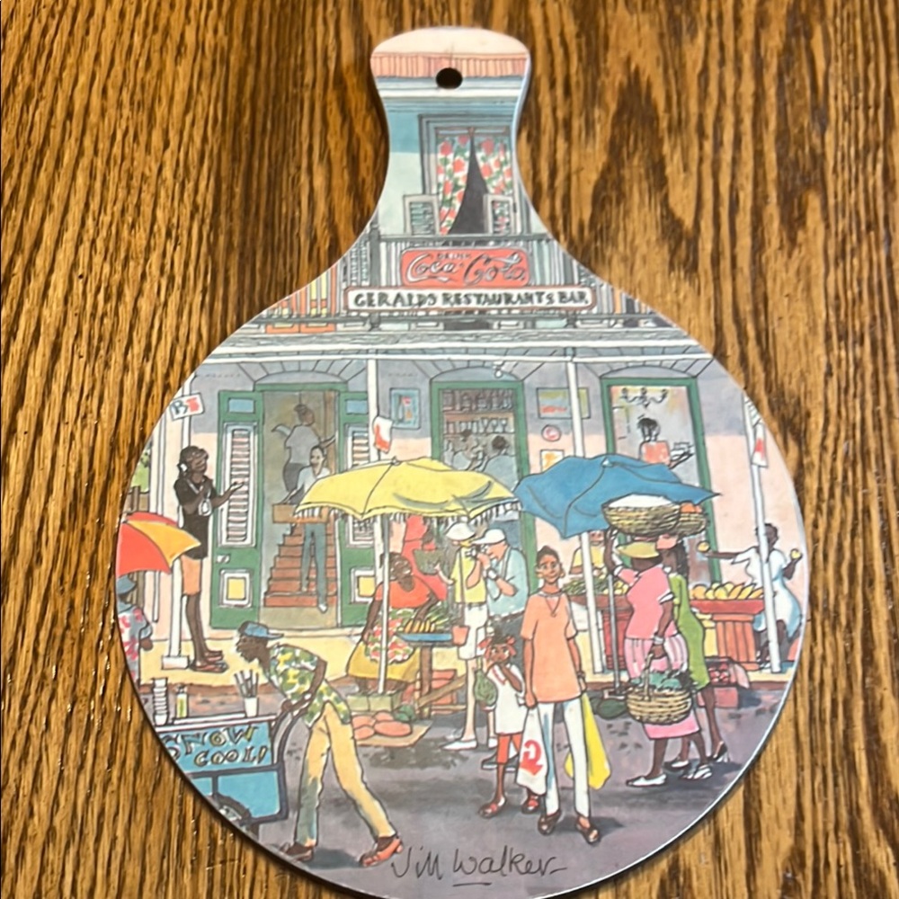 Jim Walker Gerald’s Restaurant Colorful Illustrated cutting  Board